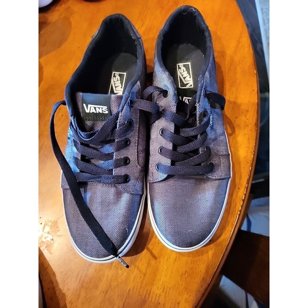 VANS Size 10 Gray Pewter Black Skate Canvas Sneakers Men Shoes Walk Worn 1 Time